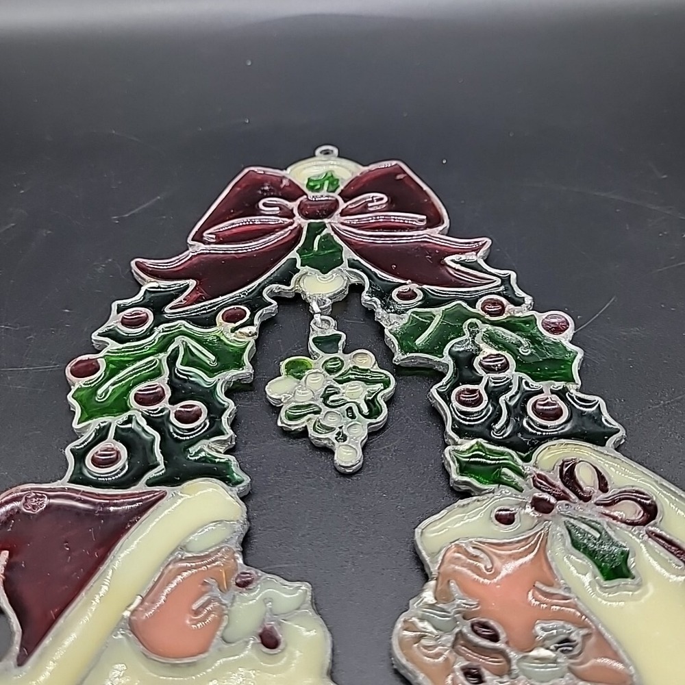 Vintage Kurt S Adler 12" Santa and Mrs Claus Stained Glass Window Hanging 1979‎ - Picture 6 of 11